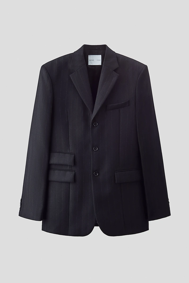 Long Single-Breasted Wool Jacket