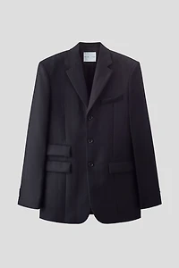 Long Single-Breasted Wool Jacket