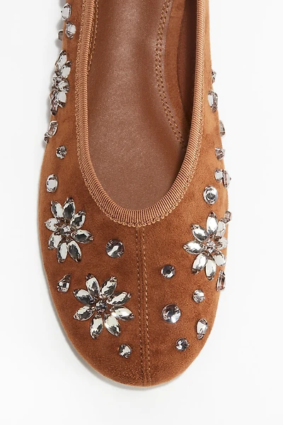 Rhinestone-Embellished Ballet Flats
