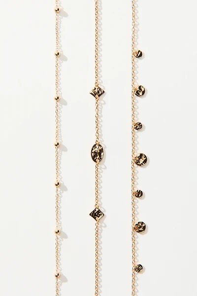 3-Pack Metal Anklets