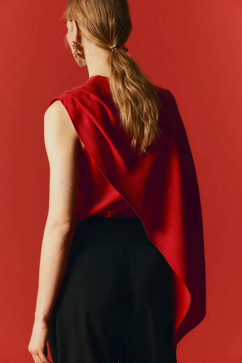 Asymmetric Cape-Detail Blouse