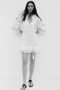 Cotton Dress with Eyelet Embroidery