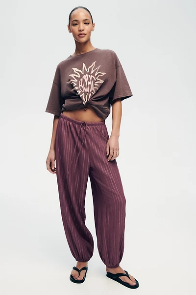 Textured Balloon-Leg Pants