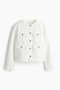 Collarless Denim Jacket