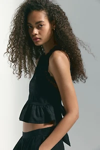 Textured Top with Crochet-Look Section