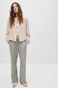 Linen-Blend Drawstring Pants