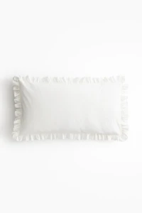 Ruffle-Trimmed Cotton Cushion Cover