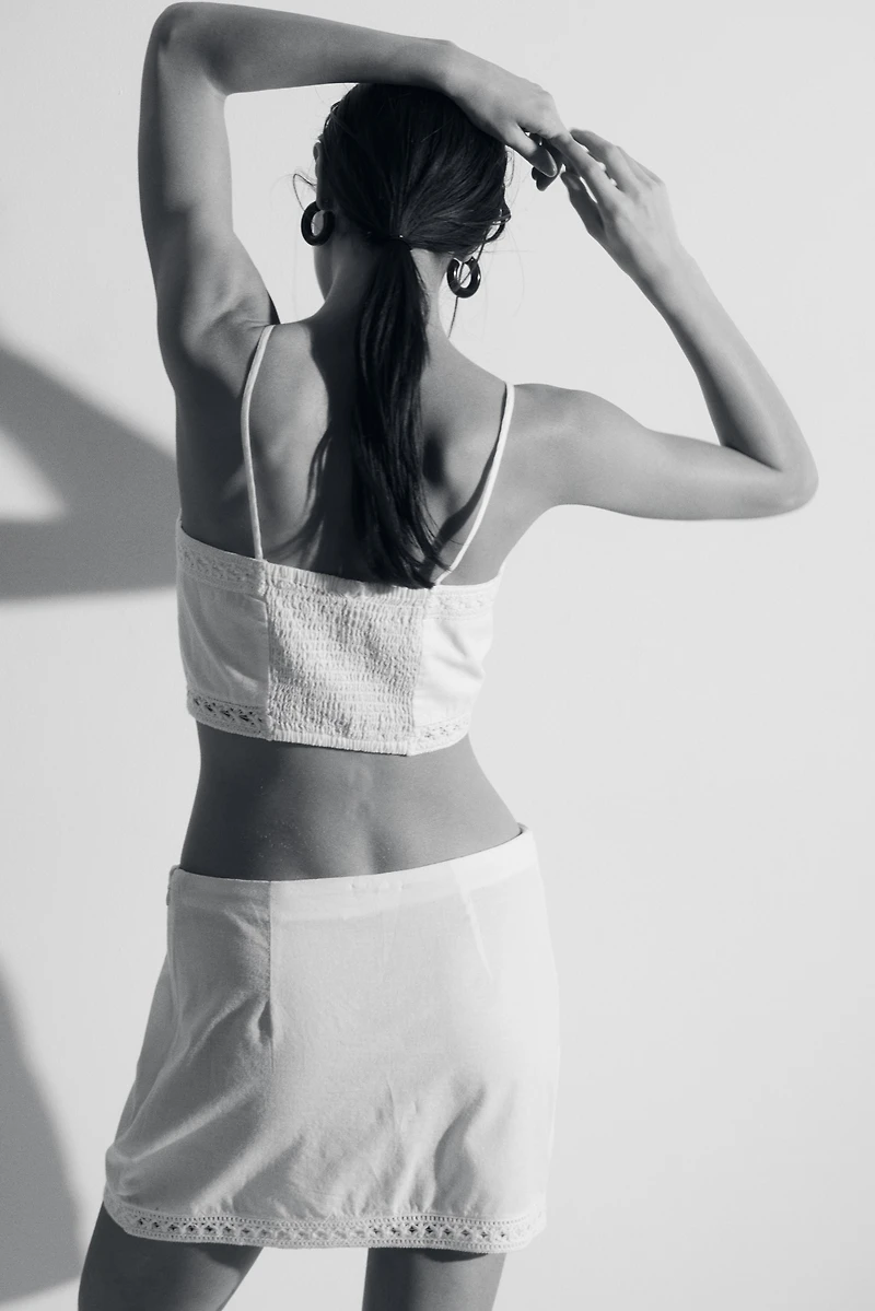 Linen-Blend Beach Skirt