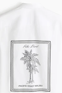 Chemise imprimée décontractée avec col cubain