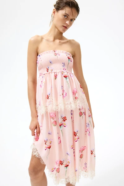 Lace-Trimmed Bandeau Dress