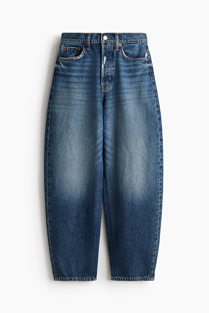 High-Waist Barrel-Leg Ankle Jeans