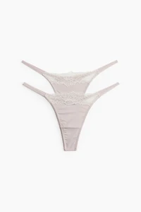 2-Pack Microfiber and Lace Thong Briefs