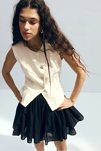 Twill Vest with Hammered Buttons