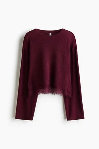 Loose-Fit Lace-Trimmed Top
