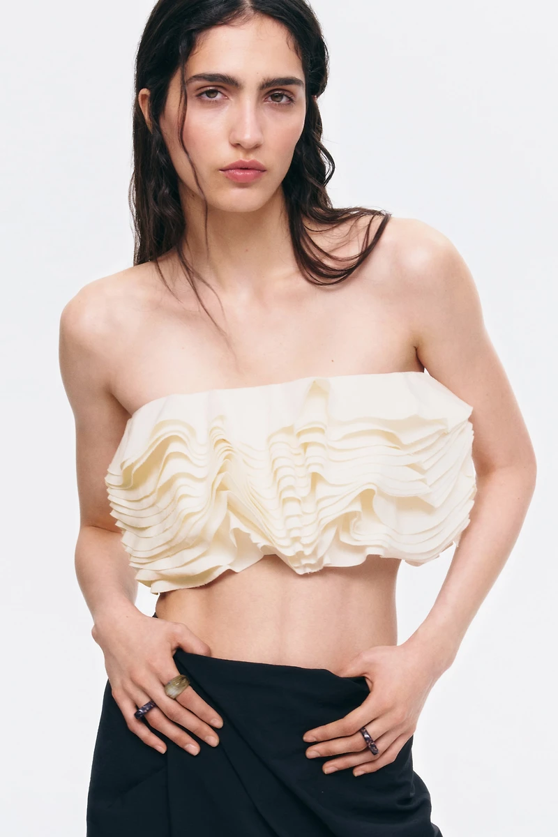 Flounced Bandeau Crop Top