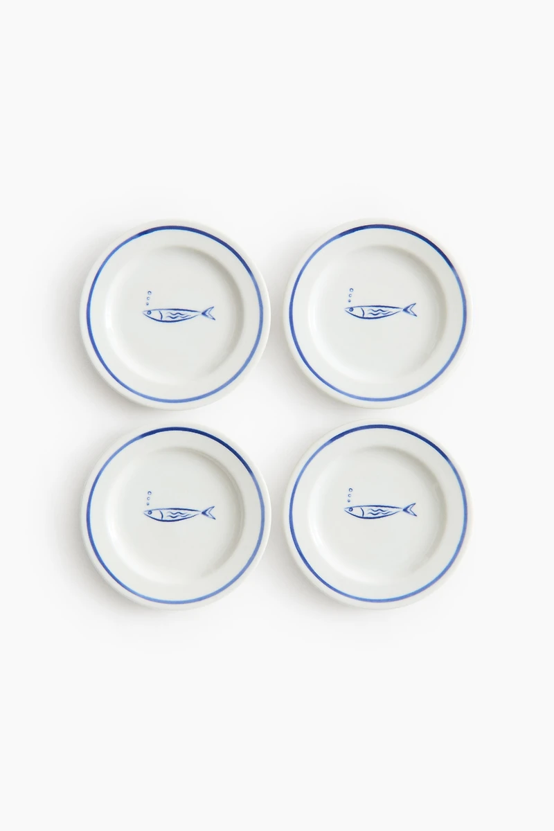 4-Pack Small Porcelain Plates