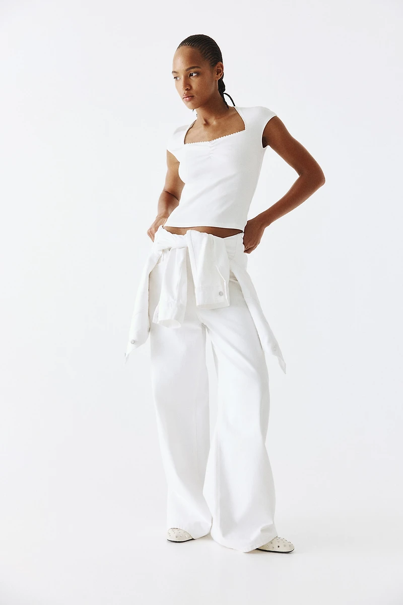 Ribbed Sweetheart-Neck Top