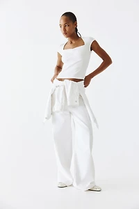 Ribbed Sweetheart-Neck Top
