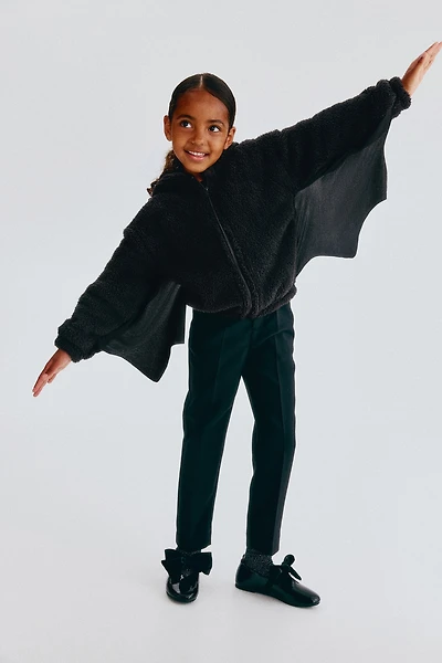 Appliquéd Pile Hooded Jacket