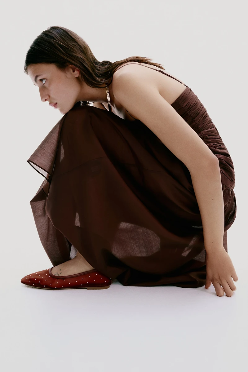 Rhinestone-Embellished Ballet Flats