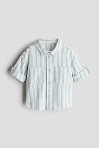 Linen-Blend Roll-Up-Sleeved Shirt