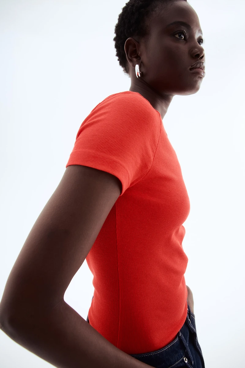 Ribbed Modal-blend T-shirt