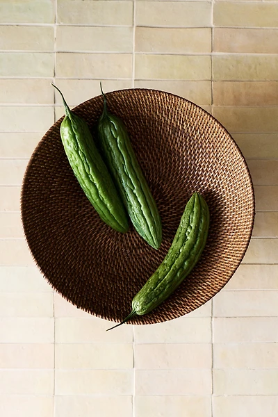 Footed Rattan Bowl