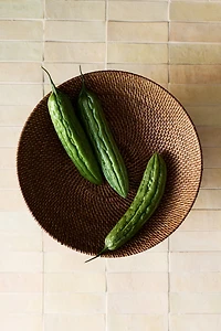 Footed Rattan Bowl