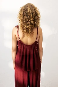 Crinkled Tie-Strap Beach Top