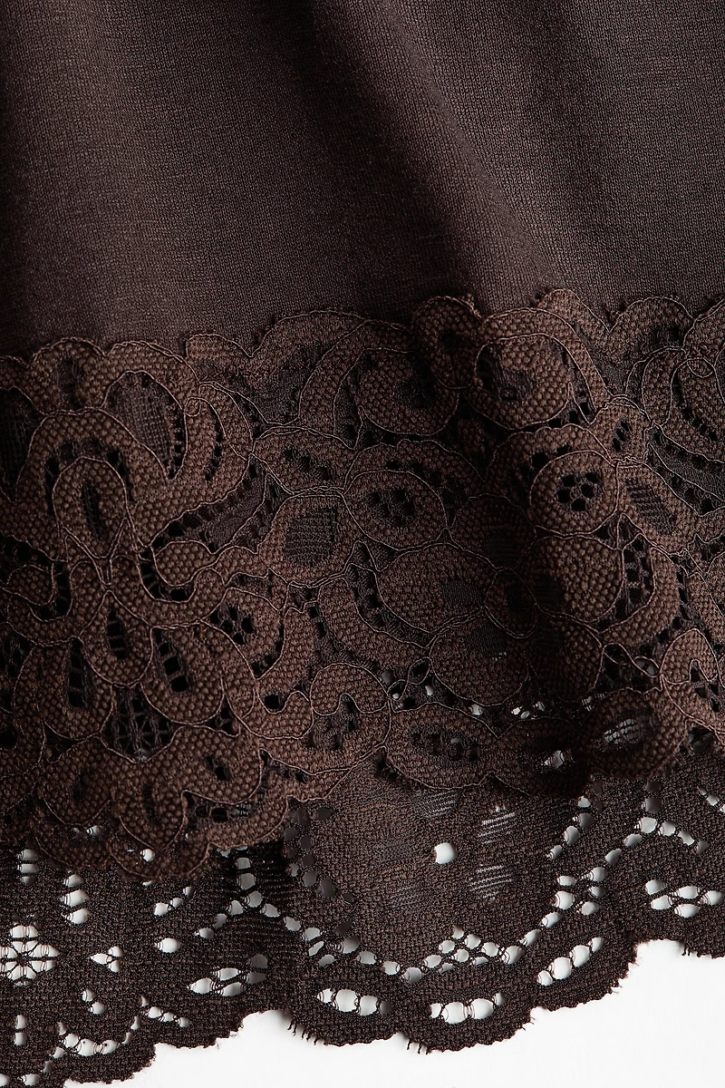 Lace-Trimmed Jersey Dress