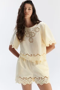 Cotton Top with Eyelet Embroidery