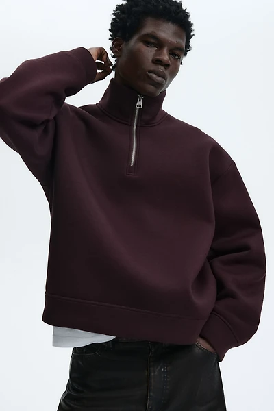 Loose-Fit Half-Zip Scuba Sweatshirt