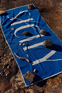 Cotton Beach Towel with Text Motif