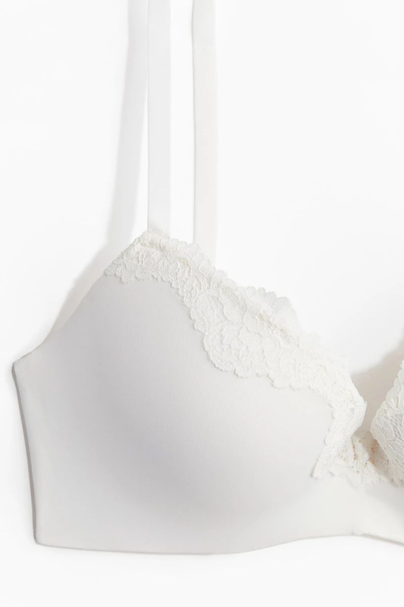 Soutien-gorge pigeonnant en microfibre et dentelle