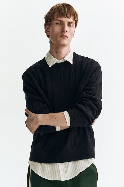 Regular-Fit Cable-Knit Sweater