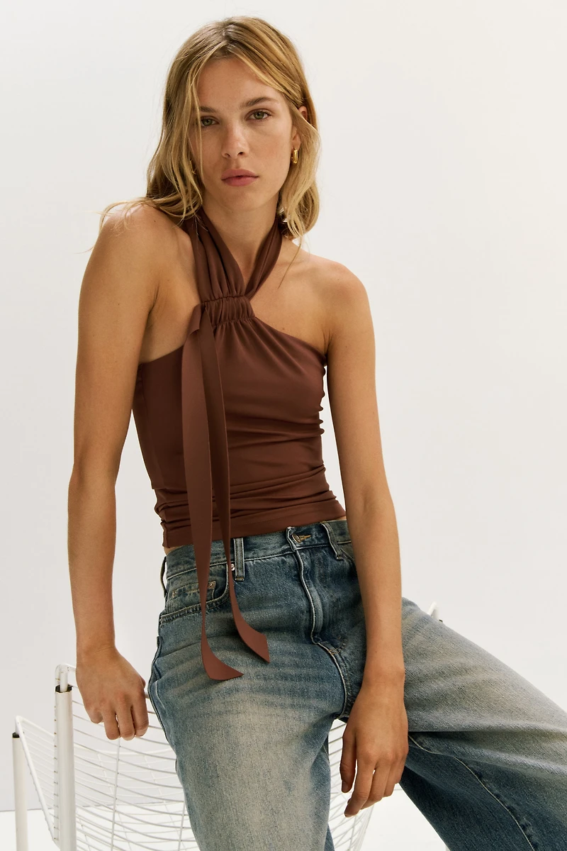 Strap-Detail Halterneck Top