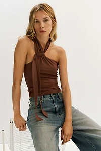 Strap-Detail Halterneck Top
