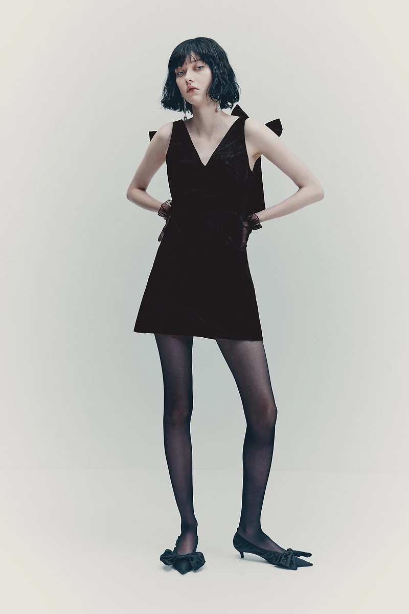 Bow-Detail Mini Dress