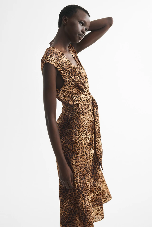 Sleeveless Wrap-Detail Dress