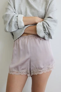 Lace-Trimmed Satin Pajamas