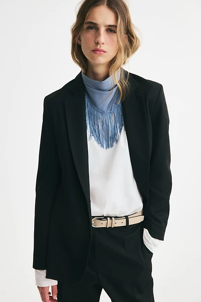 Single-Breasted Twill Blazer