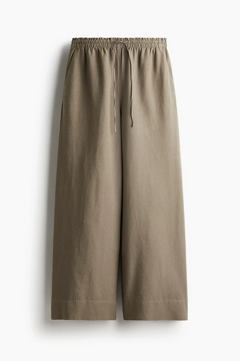 Wide-Leg Linen-Blend Pants