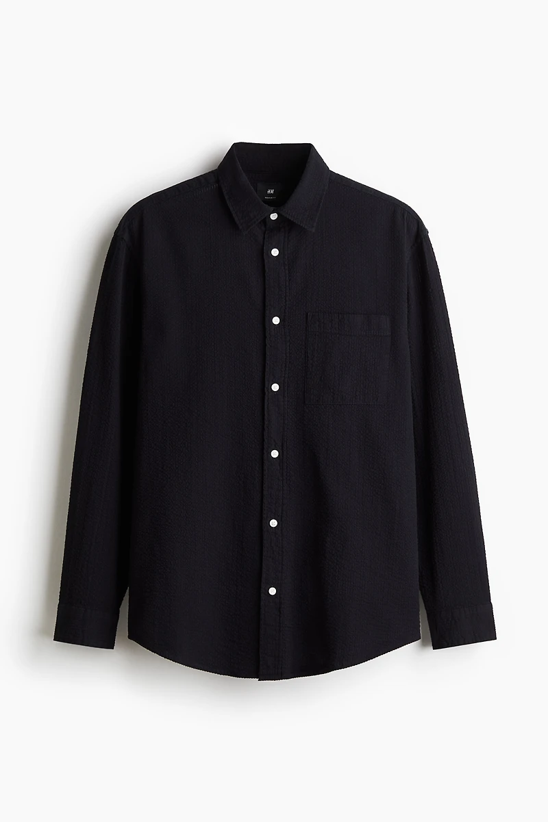 Loose-Fit Seersucker Shirt