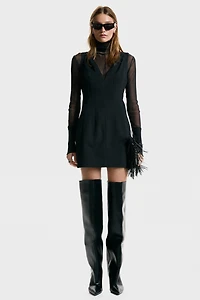 Defined-Waist V-Neck Dress