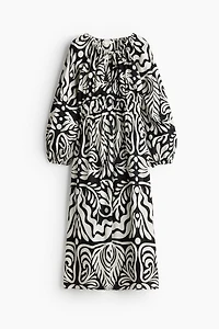 Balloon-sleeved Cotton Dress