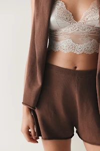 Short en tricot avec bords roulottés