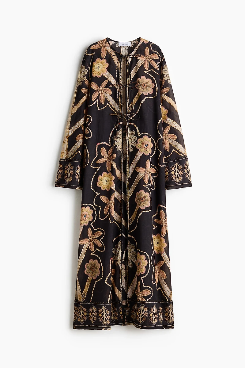 Robe cafetan à nouer avec imprimé fleuri
