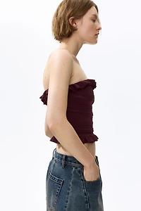 Pointelle-Knit Bandeau Top