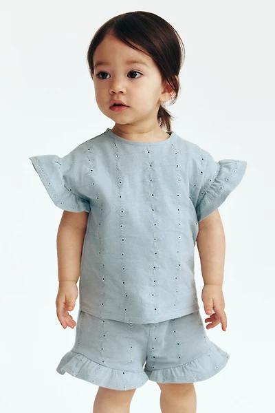 Shorts with Eyelet Embroidery