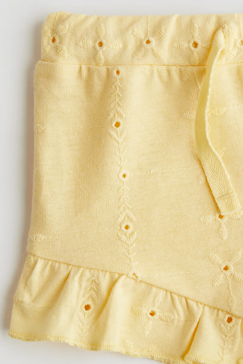 Jersey Shorts with Eyelet Embroidery